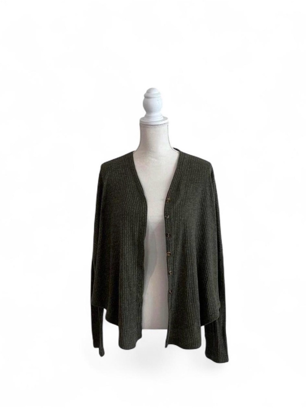 Rue21 Olive Green Ribbed Button Cardigan